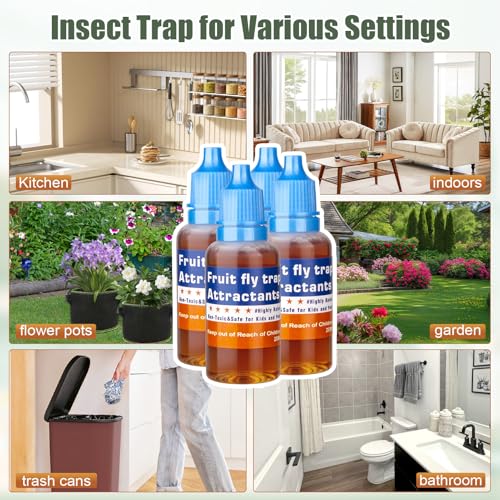 Fruit Fly Trap Refill Liquid, Gnat Killer&Fruit Fly Catcher Bait Refill, - color: Blue, size: 4