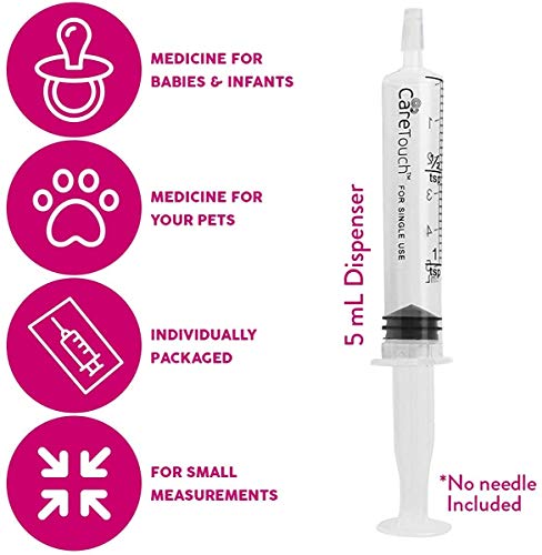 Care Touch Disposable Syringes Without Needle, Oral Dispenser, 5ml 100 Count - size: 5 ml