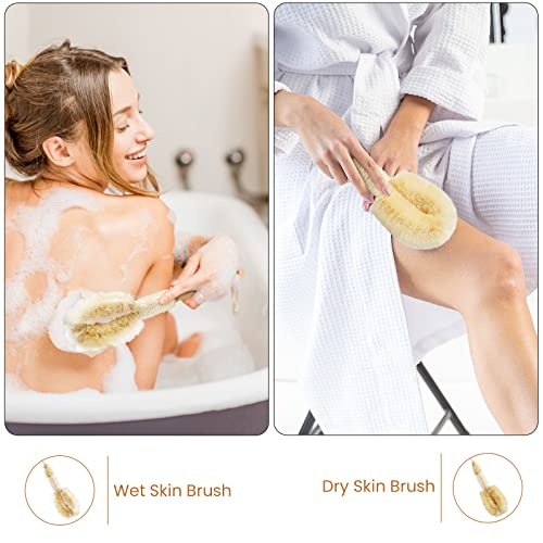 Dry Brushing Body Brush - Dry Skin Brushes Vegan Natural Sisal Bristles for Lymphatic Drainage and Cellulite, Exfoliating Body Scrubber for Bath Shower Massage, Blood Circulation Improvement
