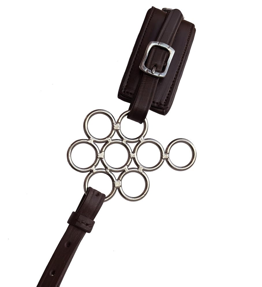 Flower Hackamore Bitless Horse Bit English Western Adjustable Flower Bit Padded Leather Bridle Equestrian (Brown)
