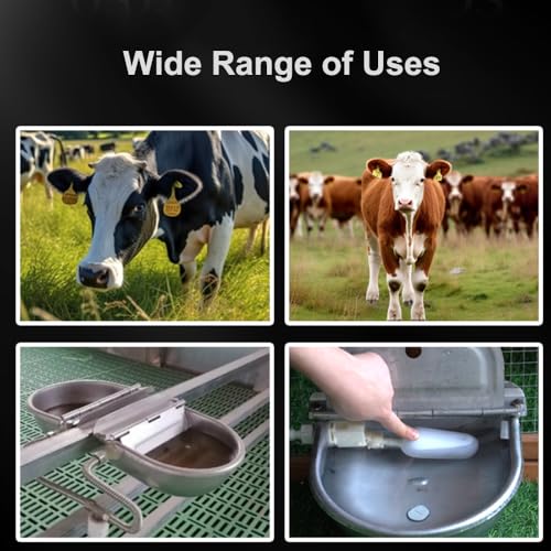 Automatic Animal Drinking Water Trough Bowl with Float Valve Stainless Steel Outdoor Waterer for Horses Dogs Goat Horses Dogs Goat Pig with Pipe Hose, Quick Connector Adapter