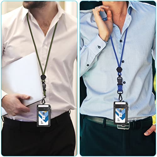 Wisdompro 2 Pack 23" Lanyard with Safety Breakaway Buckle - Blue,Army Green | Durable Heavy Duty Neck Lanyard, with Detachable Buckle and Metal Hook, for ID Card Badge Holder and Keys - color: Blue, Army Green, size: 23 inches