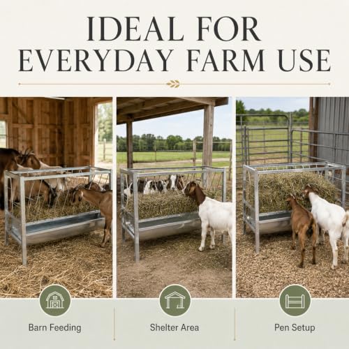 94 Gallon Livestock Hay Feeder, Large Capacity Outdoor Feed Storage Bin
