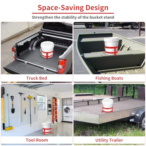 2 Pcs 5 Gallon Bucket Holder 11.6 Inch Diameter, Bucket Holder Rack for RV, Truck, Cart, UTV, Landscape Trailer