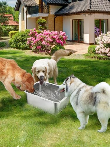 MEWTOGO 4 Gallons Extra Large Capacity Food Grade Stainless Steel Dog Bowls - size: 4 Gal