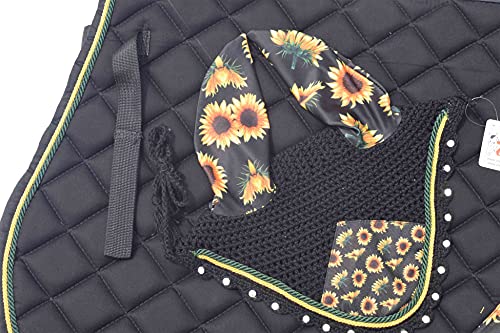 Sunflower All Purpose English Saddle Pad, Handmade Jumping Saddle Pad, Fly Bonnet Special, and This Saddle pad is Perfect for Those who Ride English and Want a Little Extra Sunflower-Themed Flair.
