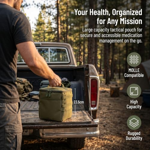 Travel Medicine Bag,Medication Pill Bottle Organizer Empty Case - color: Square Green