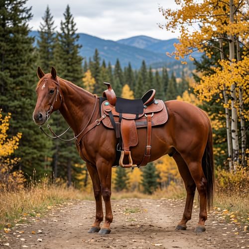 Western Saddle Seat Cover – Anti-Slip Horse Saddle Pad with Grip | Non-Slip Saddle Cushion for Western Saddles, Seat Cover with Straps, Equestrian Accessories for Riding & Training