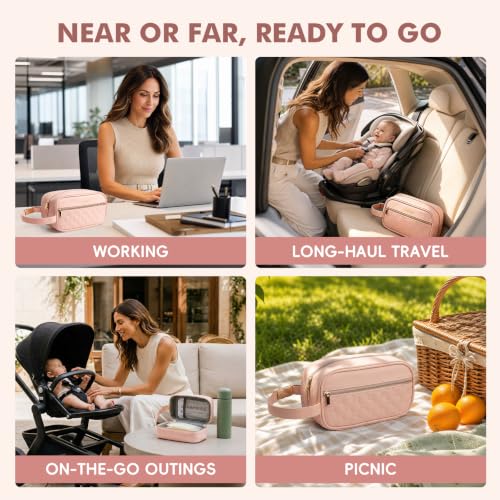 Breast Milk Cooler Travel Bag with 3 Ice Pack, Waterproof Breastmilk Cooler Storage Bag, Portable & Versatile Insulated Cooler Bag with Buckle Handle for Nursing Mom Daycare, Travel, Pink - color: Pink
