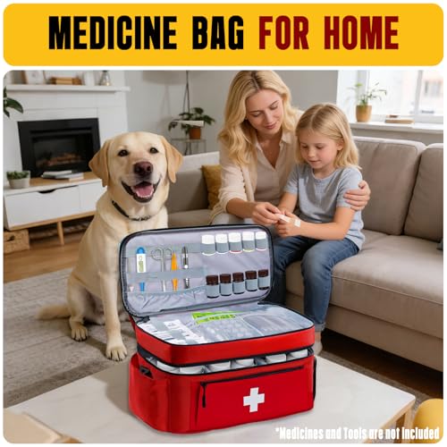 First Aid Bag Empty 2-Layer Large 16" x 9½"x7 Red - color: Red