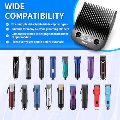 Size 5/8HT Detachable Pet Grooming Clipper Blade with Steel Cutter, 5/8 Inch (16 mm) Cut Length, Black, Compatible with Andis, Oster A5, Wahl KM10, 1 Pack - color: Black, size: 5/8HT 16mm