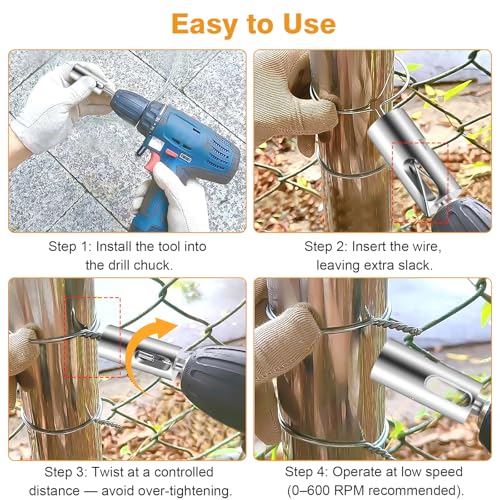 Chain Link Fence Ties: 9 Gauge Fence Wire Twisting Tool for Drill