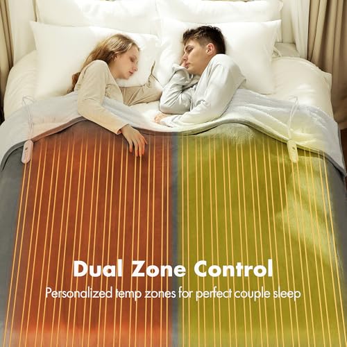 Queen Size Heated Blanket Navy, Dual Control, Overheat Protection - color: 07 - Navy, size: Queen - 84" x 90"