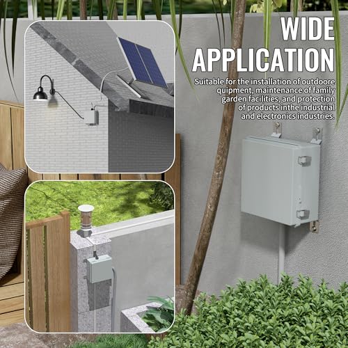 Joinfworld Outdoor Waterproof Electrical Box 13x13x5 | IP67 water&UV proof box, 304 stainless latch, durable plastic, plate&rail, wall/freestand for marine, solar, Starlink & more - size: 13“x13"x5.1"
