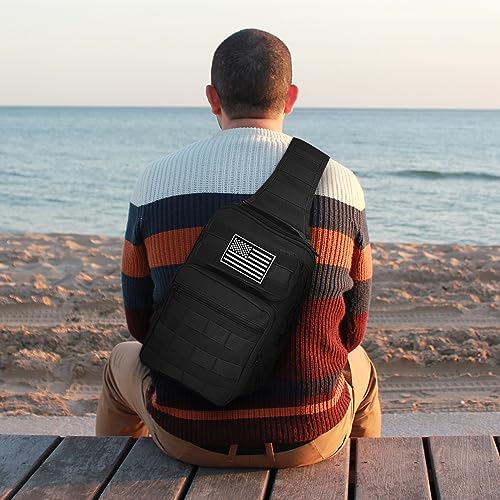 HAOMUK Tactical Sling Bag Backpack Military Rover Shoulder Sling Pack Small EDC Crossbody Chest Bag for Men - color: Black