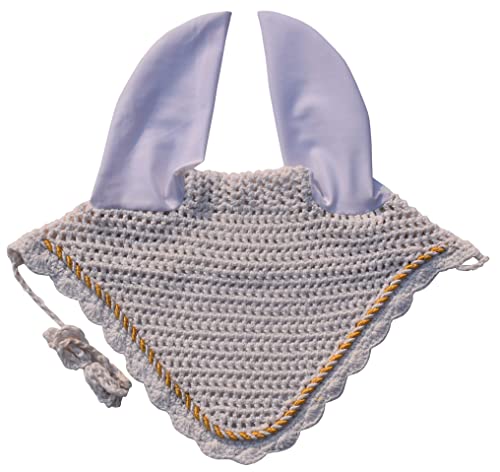 Elegant Horse Ear Bonnet, Fly Veil & Fly Mask – Superior Fly Protection with Style and Comfort for Every Ride (White, Horse/Full)