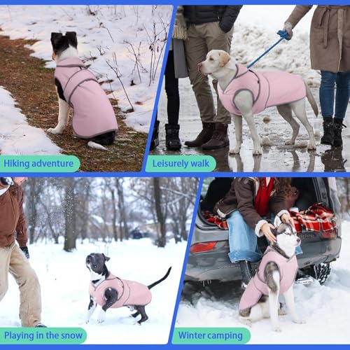 MIGOHI Reflective Dog Coat, Waterproof Winter Jacket, Fleece Lined, Small, Pink - color: Pink, size: Small
