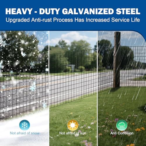 Black Metal Fence,Pet Fence Netting,Black PVC Coated Welded Wire (2×3 Inch Mesh, 48"×50' 16Gauge) - Weatherproof Garden Fence & Animal Enclosure Solution - size: 2x3inch 48inx50ft
