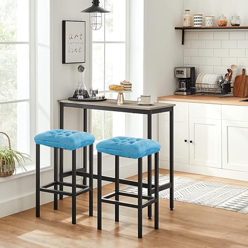Rectangular Stool Cushion Set of 2, Soft Saddle Stool Cushions with Ties, Nonslip and Washable, Light Blue, 18 x 10.5 x 4 Inch - color: Light Blue, size: Pack of 2