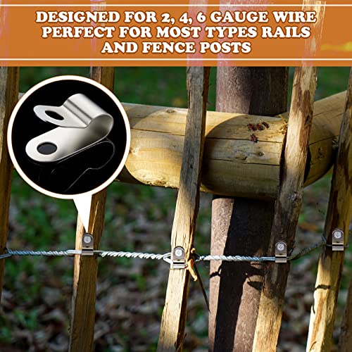 Funrous 150 Pieces Fence Clamp Aluminum Wire Clips Metal Fence Clamps(2, 4, 6 Gauge) Cattle Panel Clips for Tube Pipe Cord Installation