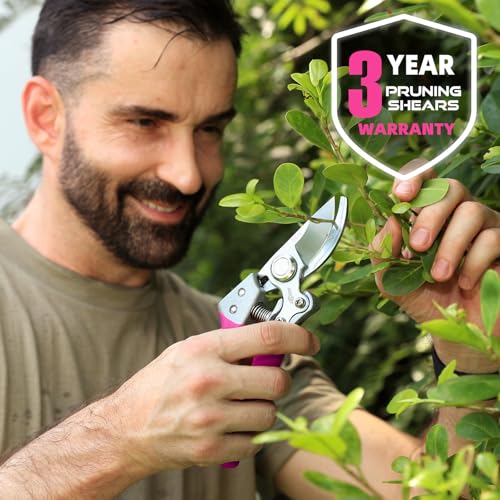 DECERK® 8.5" Bypass Pruning Shears for Women – Lightweight Garden Scissors, Ultra Sharp SK5 Blade, Ergonomic Handle Reduces Hand Fatigue, Ideal Pruners for Arthritic Hands, Pink Tools Gift for Mom - style: Lightweight Women Clipper
