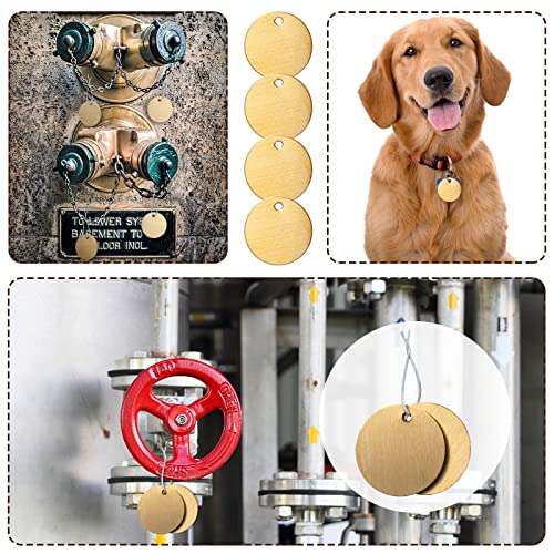 Zhengmy 50 Pcs Round Brass Tags, 1-1/4 Inch Diameter, Metal Key Brass Tags