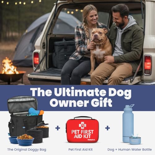 Rubyloo Pet Travel Bundle – Original Doggy Bag (Charcoal) + Vet-Approved Pet First Aid Kit for Dogs & Cats