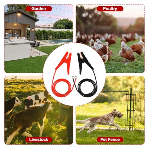 4 Pcs Electric Fence Wire Connectors Jumper Leads Cable with Alligator Clips 3.7FT Electric Fence Charger for Solar Fences Charger, Wire Copper Fencing, Energizer Connector