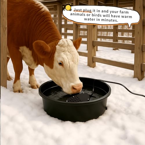 Sadnyy 250w Heated Water Bowl, 1 Gallon Thermostatic Animal Waterer