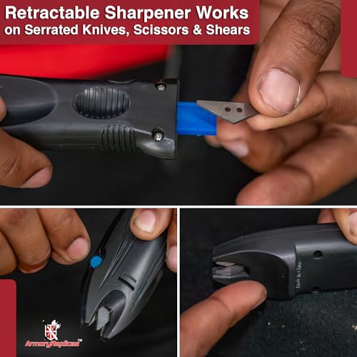 Armory Replicas™ - Samurai Shark Tungsten Carbide Knife Sharpener – Your Ultimate Blade Buddy for Every Task! Sharpen Scissors, Kitchen Knives, Lawn Tools, and More with Ease
