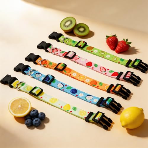 5 Pack Fruit Goat Collars with Bells,Anti-Lost Pet Collar - color: fruit Multi-colored