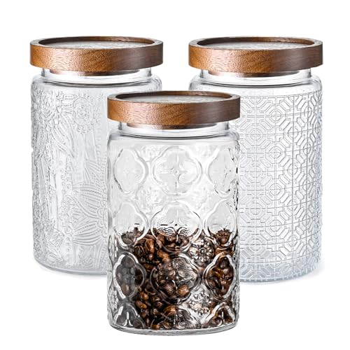 Glass Storage Containers With Lids, Glass Jars With Lids, 32oz, Set Of 3 - color: Sunflower/Bigonia/Window-32oz