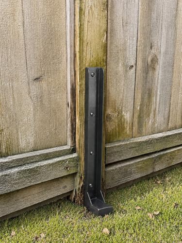 Fence Post Repair Kit 4 Pack, Heavy Duty One-Piece Steel Fence Post Anchor for 4x4 & 6x6 Wood Posts, Black Powder Coated Ground Spike Support, Repairs Leaning, Broken & Rotten Posts - color: Black 4 Pack