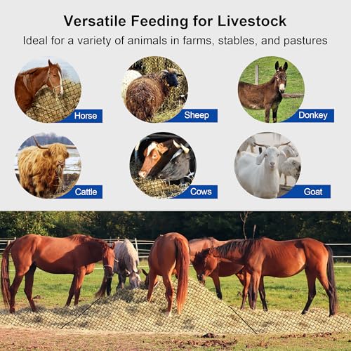 5×5 FT Round Bale Hay Net Slow Feeder for Horses, 1.7" Hole Feeder Net - style: 5*5Ft(Black)