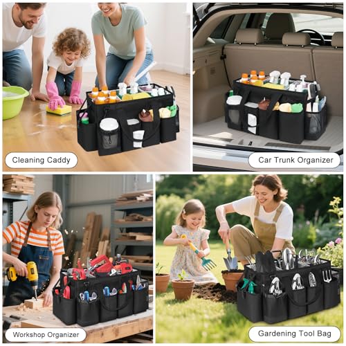 Cleaning Caddy Bag, Extra Large Cleaning Supply Bag for Housekeepers,Black - color: Black, size: XL