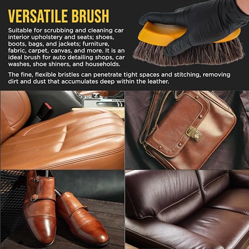 Dura-Gold Long Bristle Horse Hair Leather Cleaning Brush - Scrub Clean Car