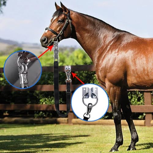 Cross Tie Ring for Horses, Block Tie Hitching Ring with Screws for Horse Stall Stable, Wall Mount Tie Down Horse Barn Supplies 2 Pieces