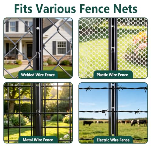 Metal Garden Fence Posts – Heavy Duty Spliced U-Post for Wire Fencing, 3 FT Black | 10 Pack No-Dig Fence Stakes, Double Rustproof Steel Fence Posts for Yard, Garden and Farm - size: 3FT-10PACK