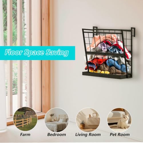 LIANTRAL Hay Feeder Goat, Black 2-in-1 Wall Mounted Goat Hay Rack