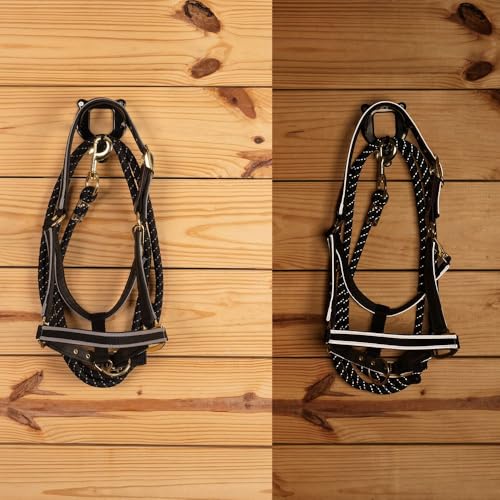 Schneiders Reflective Nylon 10" Lead Rope with Rubber Cap End | Enhanced Visibility & Durable Grip | Color Black