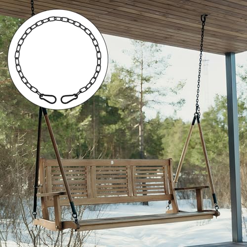 39 inch Gate Chain Lock with Both-Ended M8 Carabiners,Chain Dia 5 mm,Black - size: 39" x 13/64"