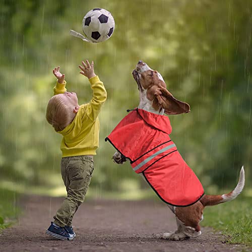 Waterproof Dog Raincoat - Reflective Adjustable Pet Rain Coats Jacket, Lightweight Dog Hooded Poncho Raincoats for Small Dogs (Red, Medium) - color: Red, size: Medium