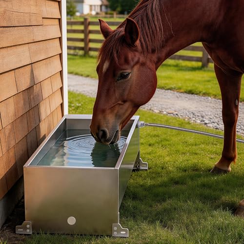 10 Gallons Automatic Livestock Water Trough Stainless Steel Larger Dog Water Bowl Dispenser with Float Valve Kit Large Capacity Outdoor Horse Pig Water Trough for Dog Pig Cow Goat 36‘’*12.4*‘’9.1‘’ - size: 10 Gallons