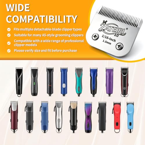 4 Pack Pet Grooming Clipper Blades with Ceramic Cutters, Sizes 10, 7FC, 5FC & 4FC, Silver, Compatible with Andis, Oster A5, Wahl KM10 A5 Style Dog Clippers - color: Silver, size: 10# + 7FC + 5FC + 4FC