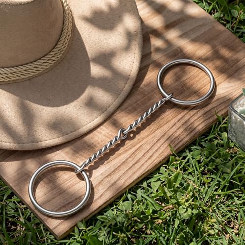 Stainless Steel Ring O & d Snaffle Bit for Horses Snaffle Mouth Gentle Horse Pony Bit with Copper Roller for Training, Western & English Riding - size: Mouth Spacing 125mm, style: O-ring Twisted Wire