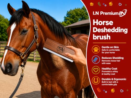Original Deshedding Grooming Tools for Dogs, Cats & Horse Easy Ergonomic Wooden Groom pro Professional Brush Grooming Tool, Remove painlessly 95 Percent of Lose Hair Fur & Dirt (5 inch) - size: 5 Inch