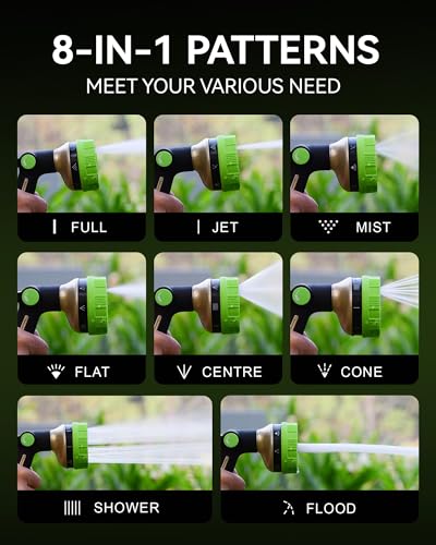 RAINPOINT Hose Sprayer Nozzle Heavy Duty - 8 Spray Patterns Garden Hose Nozzle with Adjustable Flow Control for Watering Plants, Washing Cars,Washing Pets, Thumb Control (Green) - color: Green