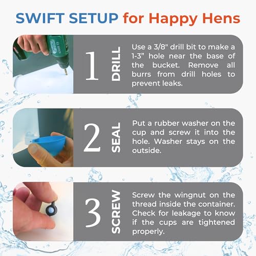 Lil Clucker - Blue Large Automatic Chicken Waterer Cups Suitable for Ducks, Geese, Turkeys, and Bunny Rabbit - Water Feeder Kit - Poultry Waterer - Pack of 8… - size: 8-Pack