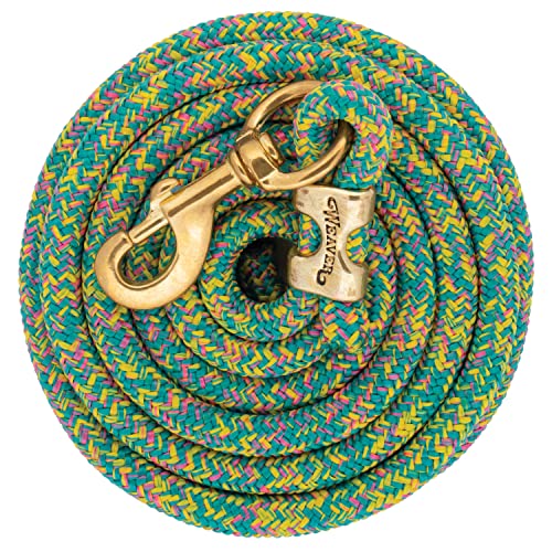 Weaver Leather Poly Lead Rope with Solid Brass 225 Snap - color: Mosaic - Turquoise/Hot Pink/Bright Yellow