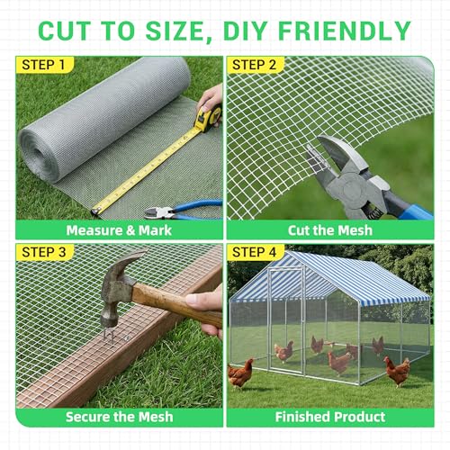 Land guard 19 Gauge Hardware Cloth, 1/2 inch 48inch×100ft Chicken Wire Fence, Galvanized Welded Cage Wire Mesh Roll Supports Poultry Netting Cage Fence……… - color: Galvanized, size: 1/2 Inch 48inch×100ft